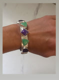 Crysoprase Sugilite & Amethyst Cuff Bracelet