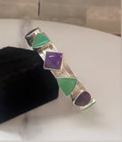 Crysoprase Sugilite & Amethyst Cuff Bracelet