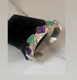 Crysoprase Sugilite & Amethyst Cuff Bracelet