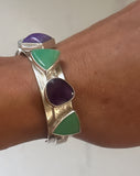 Crysoprase Sugilite & Amethyst Cuff Bracelet