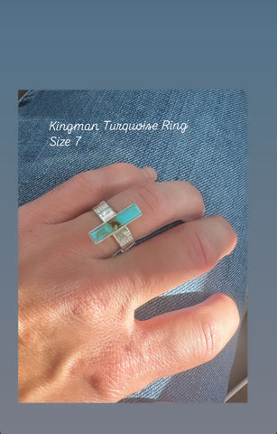 Kingman Turquoise Thin Slice Ring