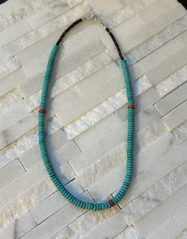 Mediterranean Red Coral & Turquoise Necklace